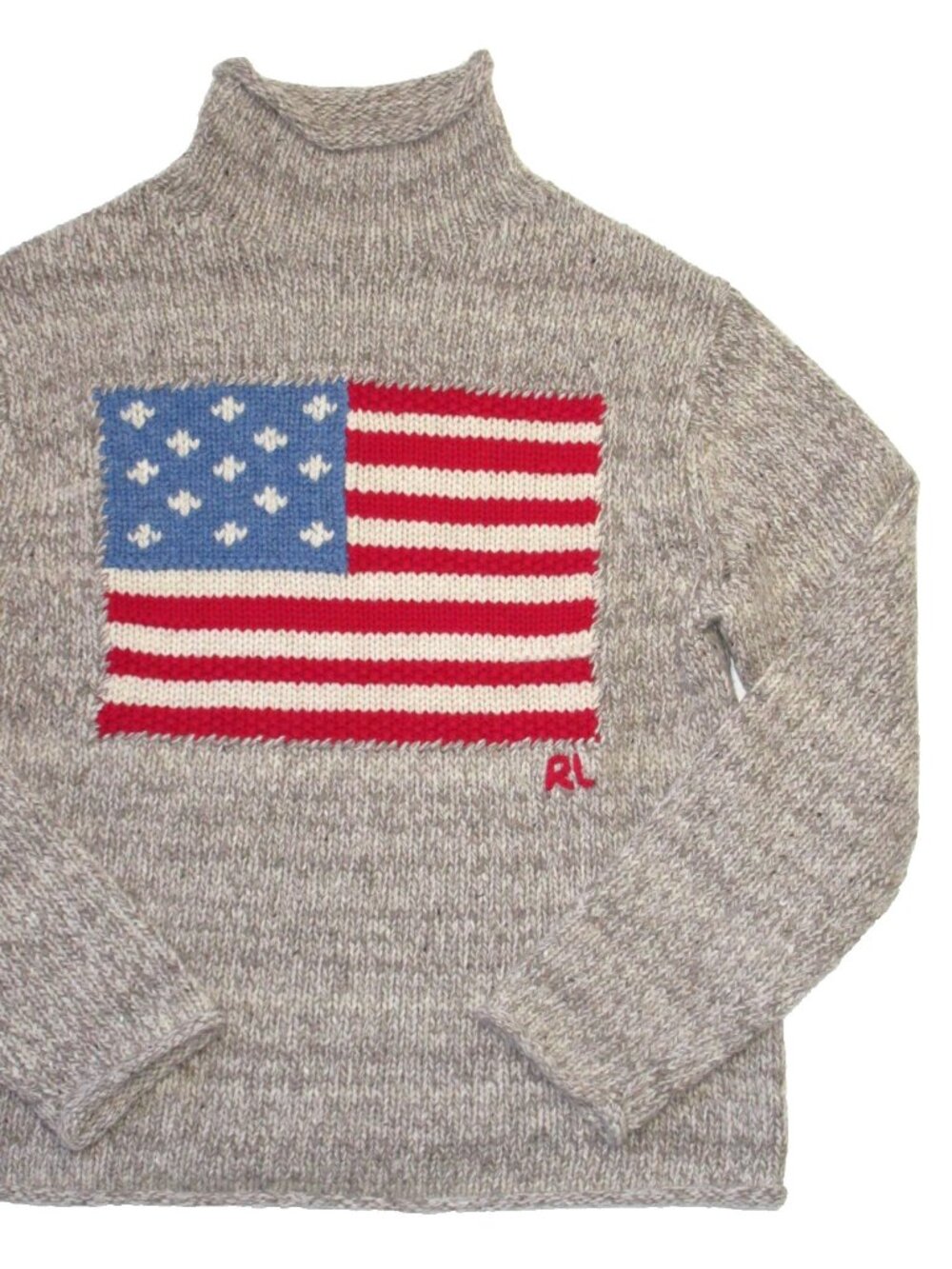 Polo Ralph Lauren Women's American Flag Wool Blend Roll Neck Jumper Sweater S - Picture 7 of 12